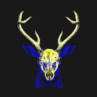Deer Skull Interactive Yellow&Blue Filter T-Shirt By Red&Blue T-Shirt