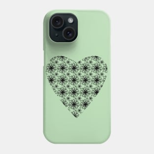 Black Floral Heart Pattern Phone Case