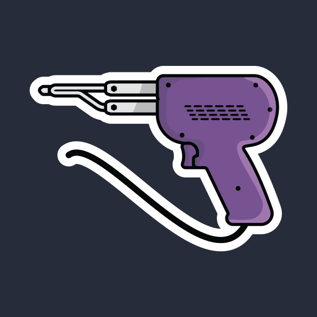 Electric Soldering Gun Tool Sticker vector illustration. Repairing hand tool object icon concept. Weller dual heat professional soldering gun sticker vector design. by AlviStudio