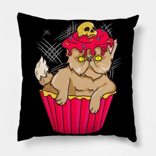 Gothic Cat Cupcake Funny Kitty And Kitten Owner Gift Pillow