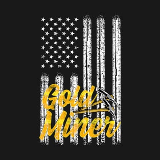 Gold Miner 4th Of July American Flag T-Shirt