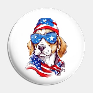 Cool Patriotic Dog, 4th of July Design Pin