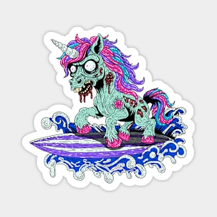 Surfer Unicorn Zombie Magnet