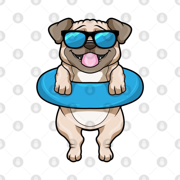 Dog at Swimming with Swim ring & Sunglasses by Markus Schnabel