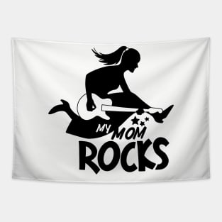my Mom rock  mothers day quotes design. Mother's Day  banner and giftcard Tapestry