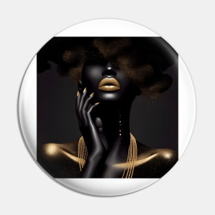 Afrocentric Woman Black & Gold Pin