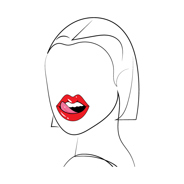 Girl Red Lips Funny Kiss by MisqaPi Design