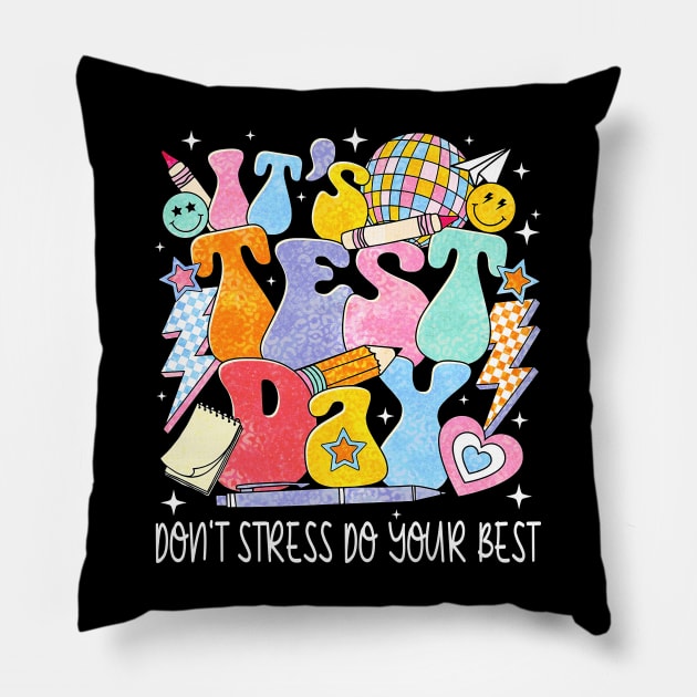 It's Star Day Don't Stress Do Your Best Teacher Testing Day Pillow by Fresherth Studio