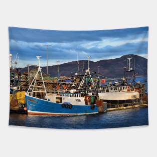 Fishing boats in evening light at Campbeltown, Scotland Tapestry