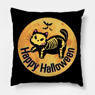 Happy Halloween Cat & Bat Pillow