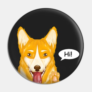 Cute Corgi Dog Waving Hand Pin