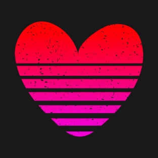 Retro Red Heart / Purple Gradient Vintage Sunrise Love T-Shirt