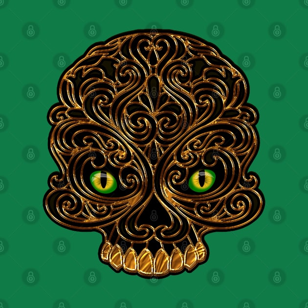 skull green eyes by KHMISSA ART