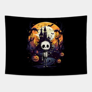 Halloween Trick Or Treat Cute Halloween Skeleton In Love Tapestry