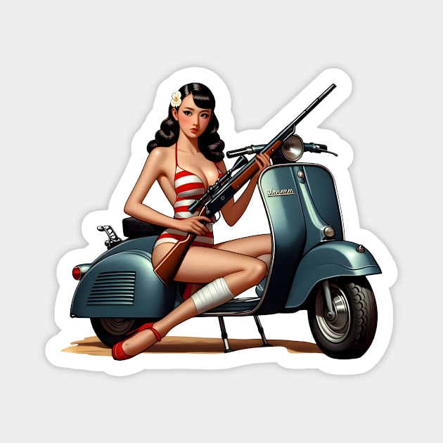 Scooter Girl Magnet by Rawlifegraphic