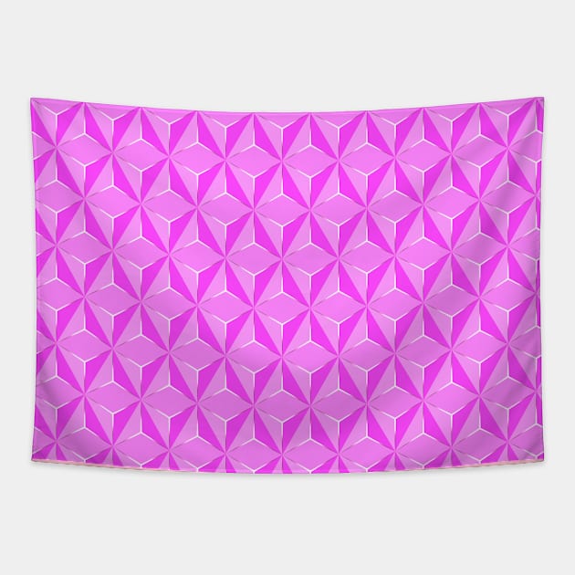 Geometric PINK and White shapes Pattern Tapestry by archila