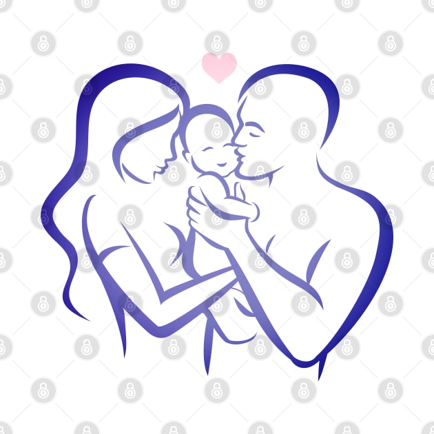 Happy family line drawing by usastore