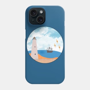 Ocracoke Island Lighthouse with Ship Phone Case