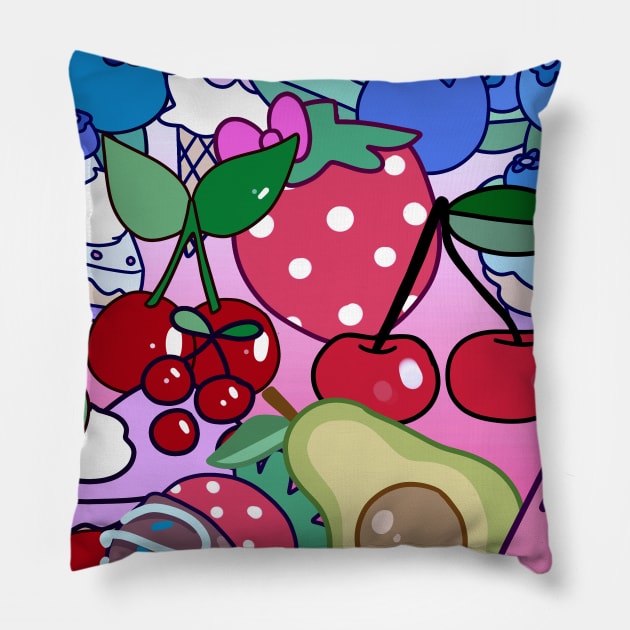 Cute Fruit Collage Pillow by saradaboru