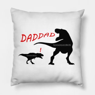 Mamasaurus and Dadsaurus Dinosaur Family T-shirt Pillow