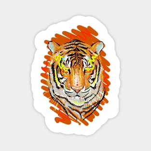 Freehand drawing of a tiger vector colorful illustration. Year of the tiger. Magnet