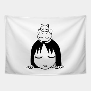 I draw sleepy osaka with sleeping neco coneco on her head / funny azumanga daioh manga Tapestry