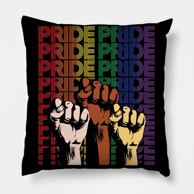 Pride LGBT Strong Hand Gay Rainbow Gift Pillow by Lones Eiless