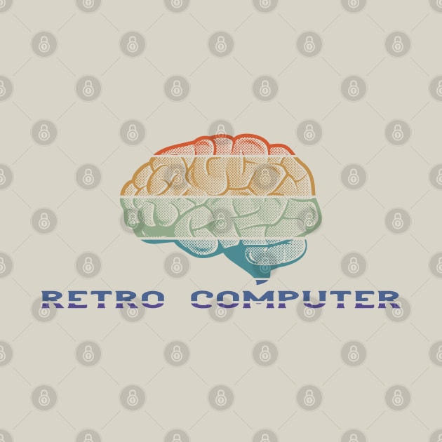 Retro Computer - Vintage Colored Brain by Jitterfly