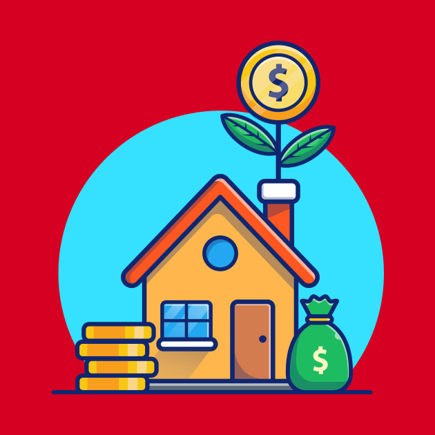 House With Gold Coin Money Plant Cartoon by Catalyst Labs