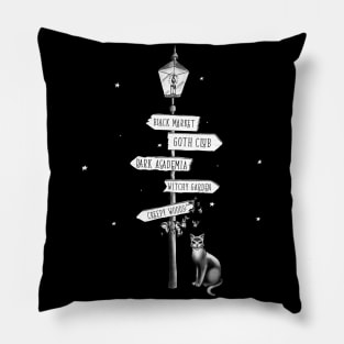 Witchy Crossroad Sign Pillow