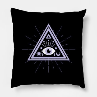 All Seeing eye Purple Black Pillow