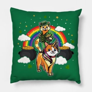 St Patricks Day Cat Leprechaun Caticorn Pillow