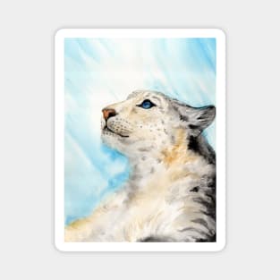 Snow leopard watercolor Magnet