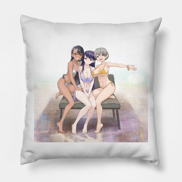 nagatoro, komi-san, uzaki hana Pillow by yugenNovel