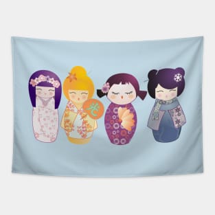 Kokeshis Four seasons Tapestry