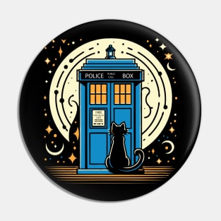 Police Box Free For Cats Pin