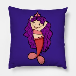 Cute Mermaid Illustration Pillow