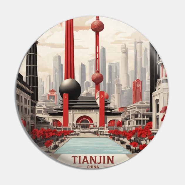 Wuhan China Vintage Poster Tourism Pin by TravelersGems