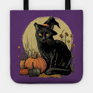 Vintage Halloween Black Cat Witch Retro Cute Super Cool Best Gift Tote