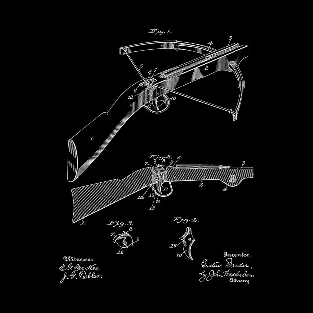 Crossbow Vintage Patent Hand Drawing by TheYoungDesigns