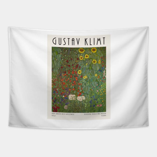 Gustav Klimt - Farm Garden With Sunflowers (1907) Tapestry by VanillaArt