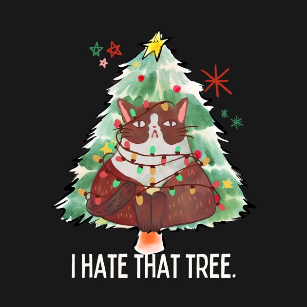 I Hate That Tree Funny Cats Christmas Tree by UniqueBoutique