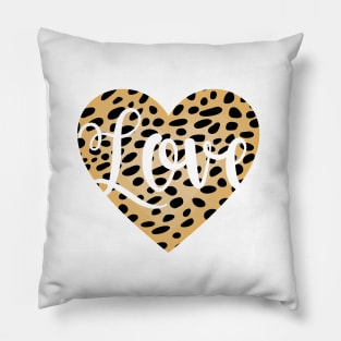 Cheetah Leopard Original Print Heart Shape with Love Word Pillow