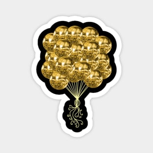 Glittery Gold Disco Ball Balloons Magnet