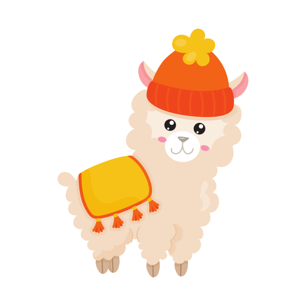 Autumn Llama, Cute Llama, Alpaca, Llama With Hat by Jelena Dunčević