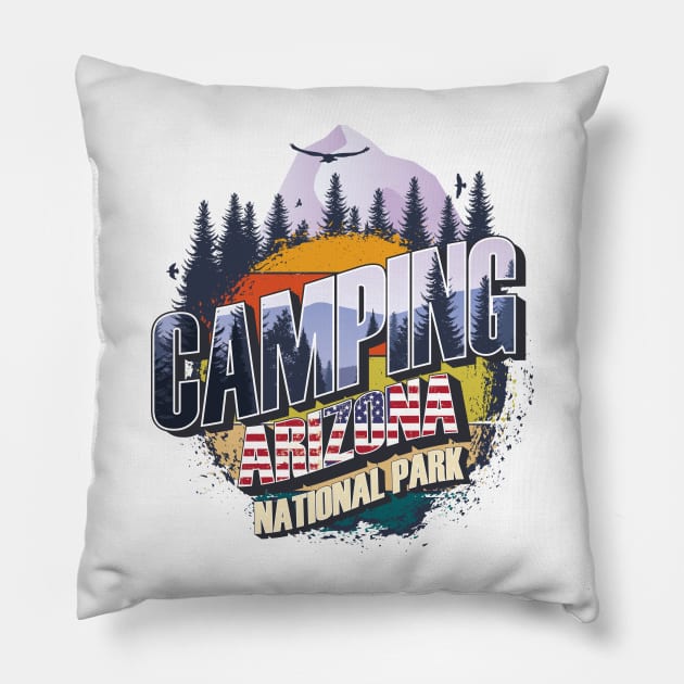 Camping Arizona National Park Vintage USA Best gift for campers Adventure outdoor Pillow by HomeCoquette