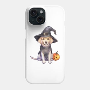 Watercolor Labrador Retriever Dog in Witch Hat Phone Case