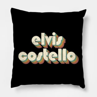 Retro Vintage Rainbow Elvis Letters Distressed Style Pillow