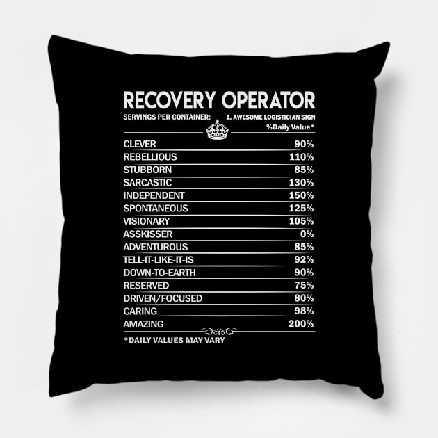 Recovery Operator T Shirt - Daily Factors 2 Gift Item Tee Pillow by Jolly358