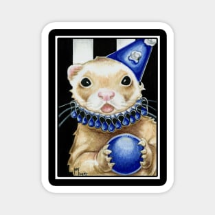 Blue Jester Ferret - White Outlined Version Magnet